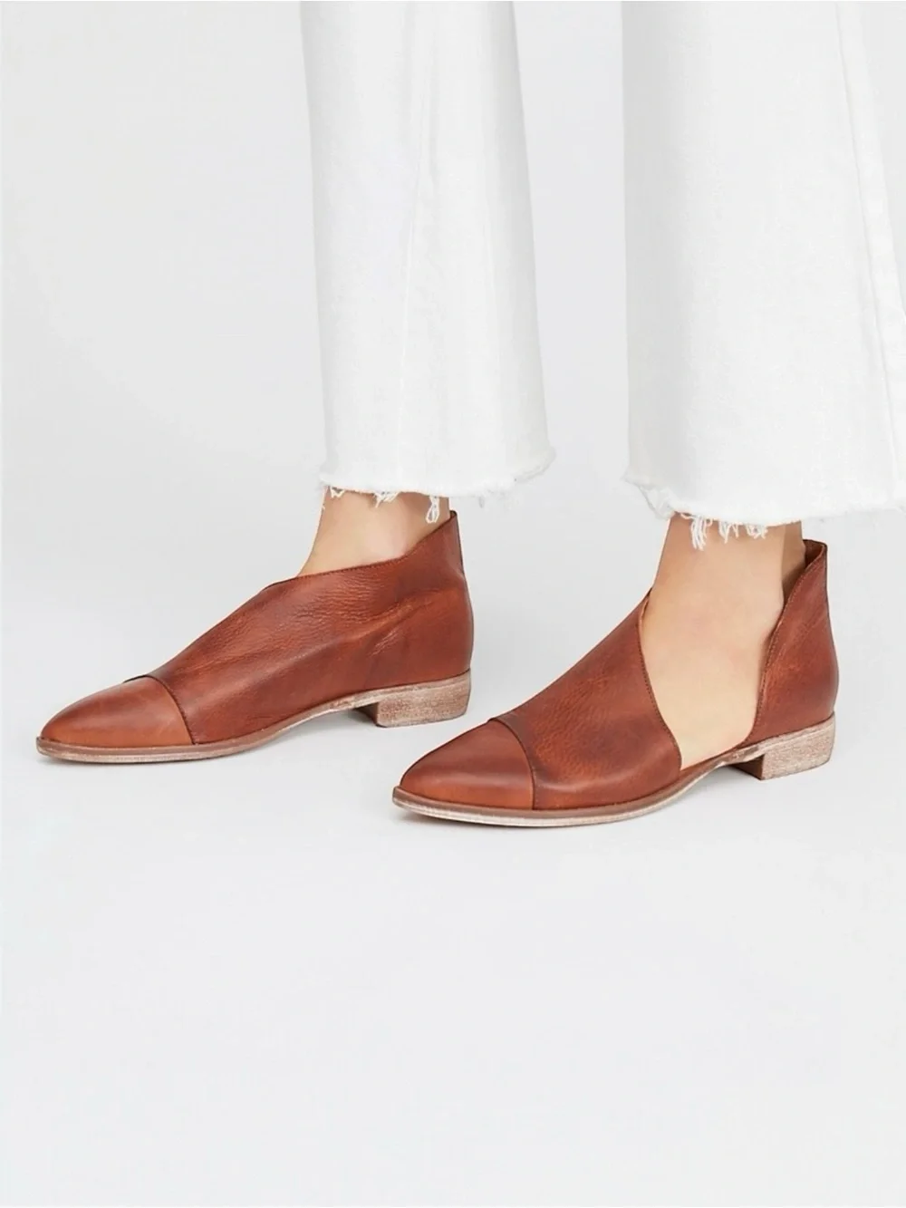 Free People Brown Leather D'Orsay Flats